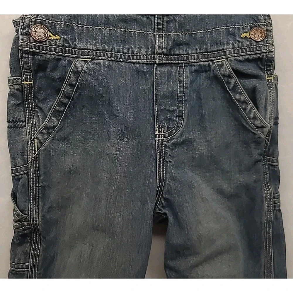 Vtg OshKosh B'Gosh USA Made Acid Wash Overalls 24 Months‎ 3D Bugs sz 6to 9 Month